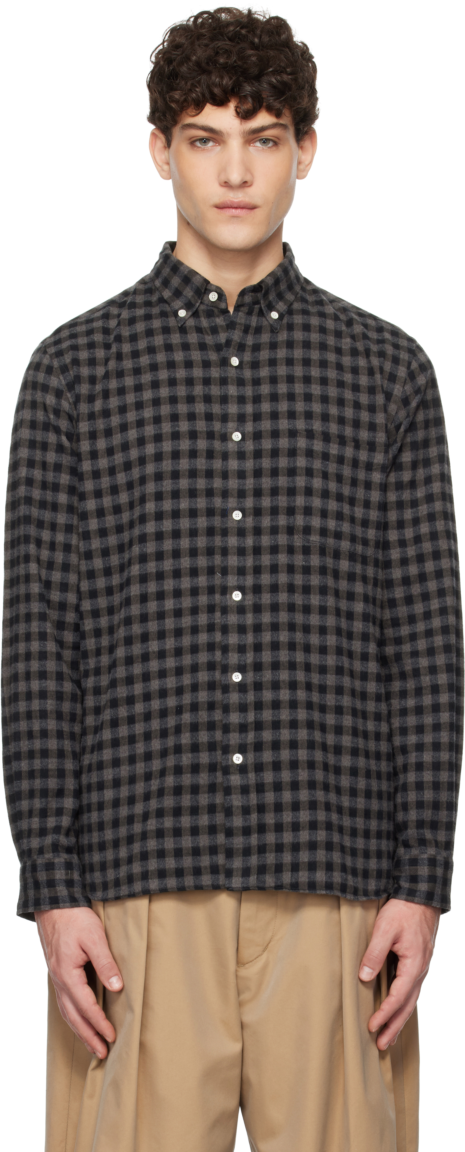 Gray B. D. Gingham Check Shaggy Shirt