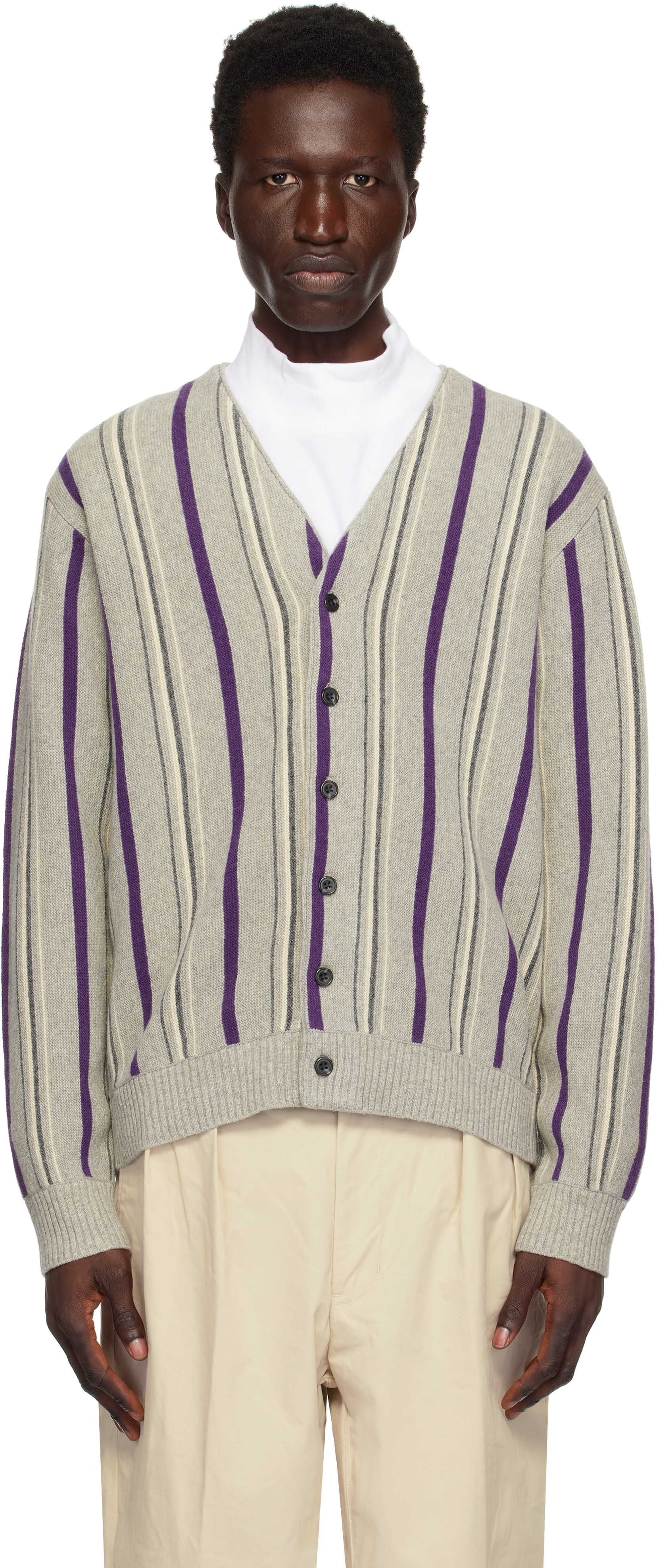 Brown Stripe 12G Cardigan