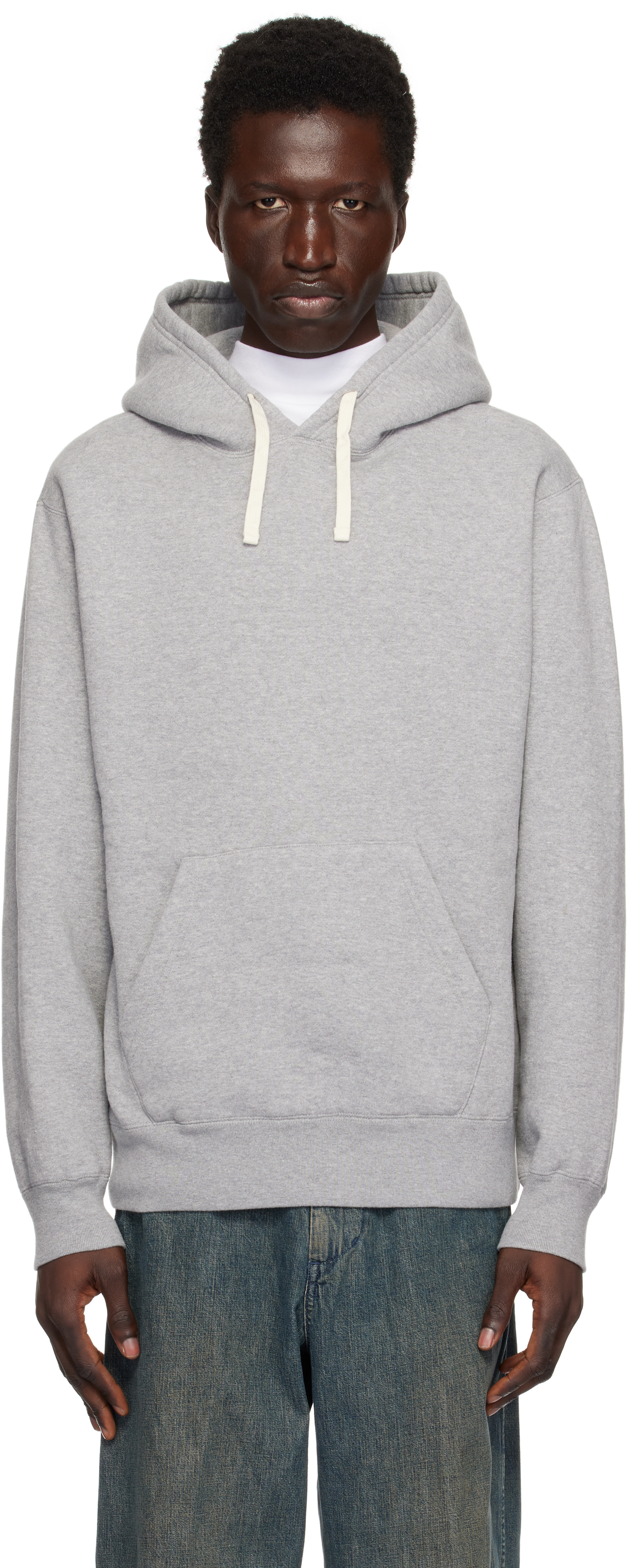 Gray Sweat Pullover Raised Back Hoodie