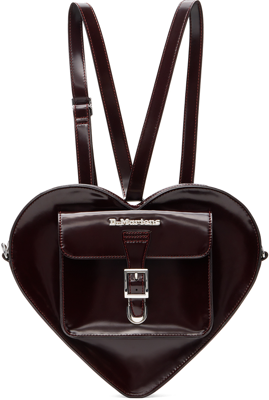 Dr. Martens Burgundy Vegan Heart Shaped Backpack SSENSE UK