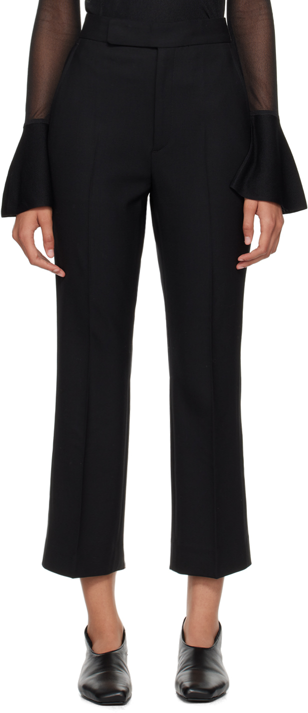 Black High Waisted Crop Trousers