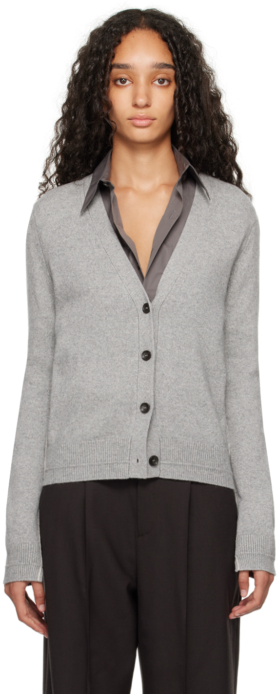 MARIA MCMANUS GRAY CLASSIC V CARDIGAN 