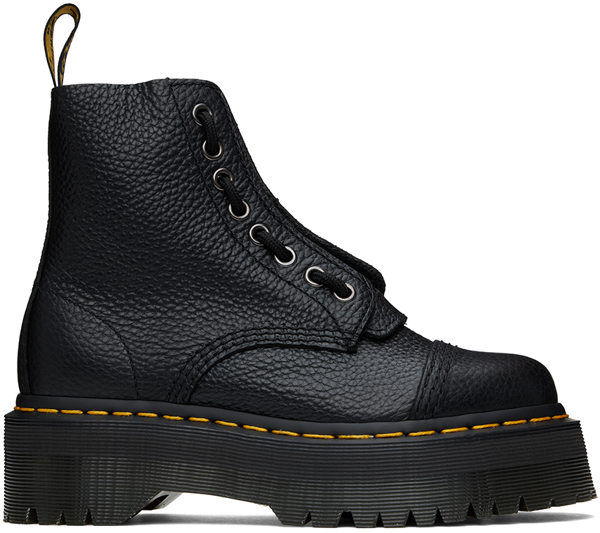 Black Sinclair Leather Platform Boots