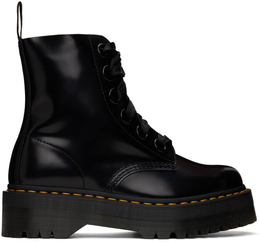 Dr. Martens Black Molly Leather Platform Boots