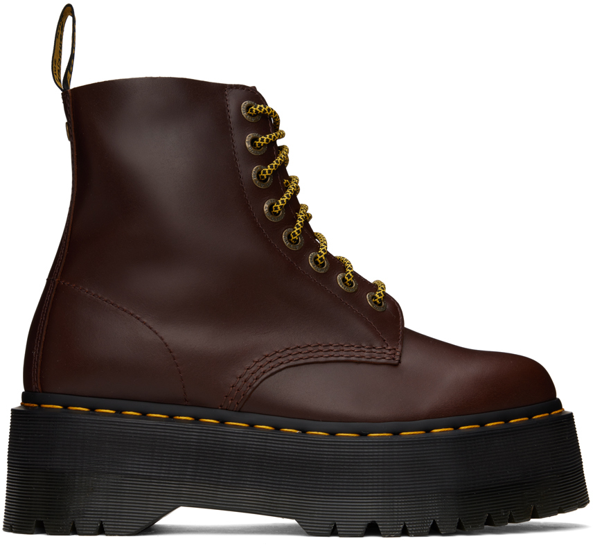 Shop Dr. Martens' Brown 1460 Pascal Max Platform Boots In Dark Brown Classic P