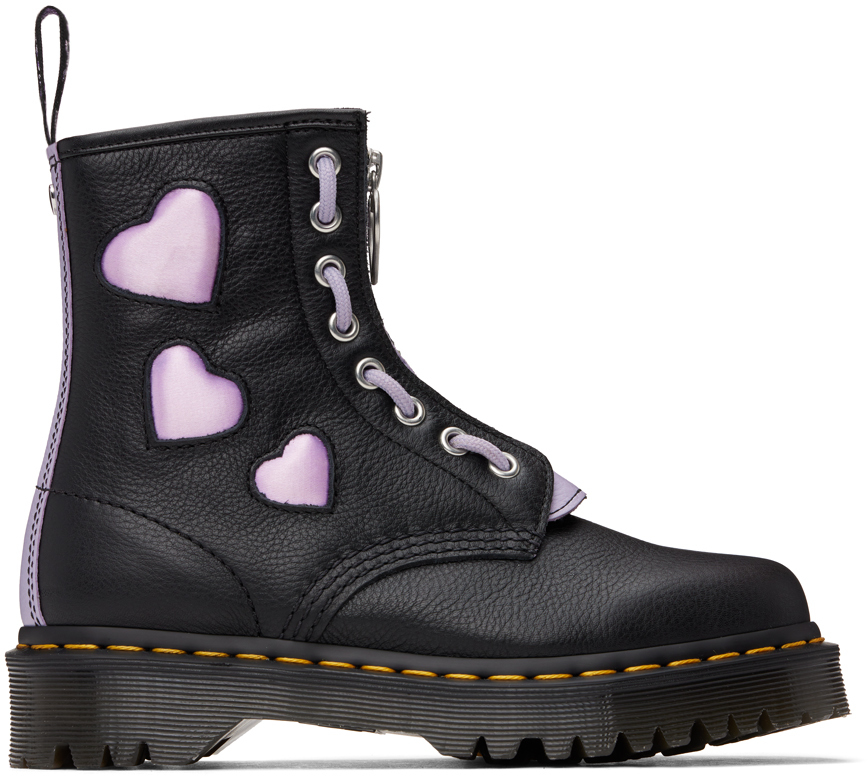 Black 1460 Zip Heart Boots