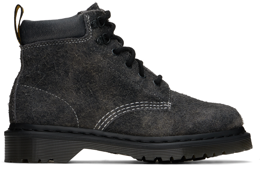 Shop Dr. Martens' Gray 939 Stonewashed Suede Boots In Black/gunmetal Stone