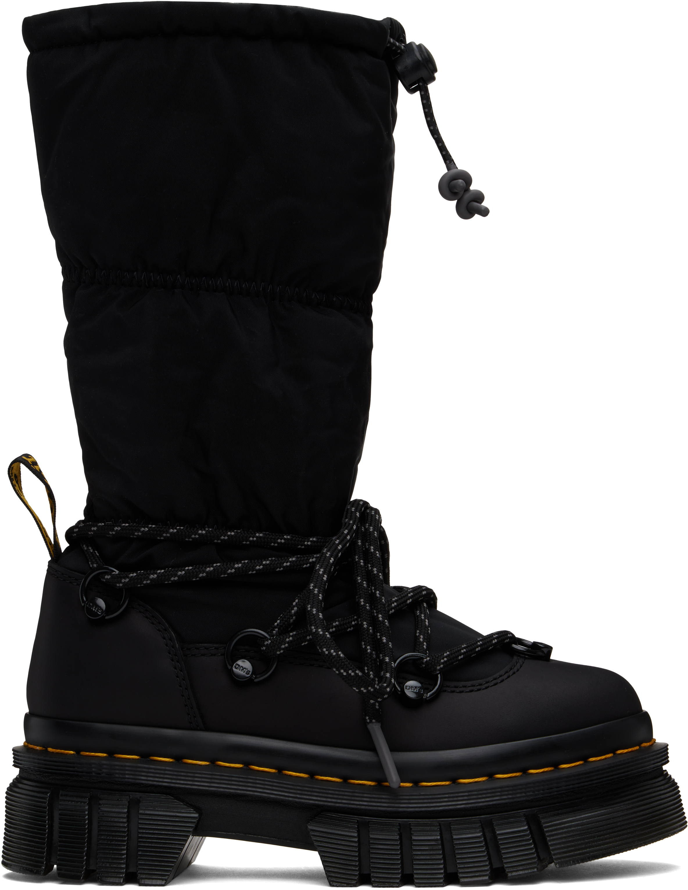 Shop Dr. Martens' Black Audrick Padded Hi Platform Tall Boots In Black Snowplow Wp &