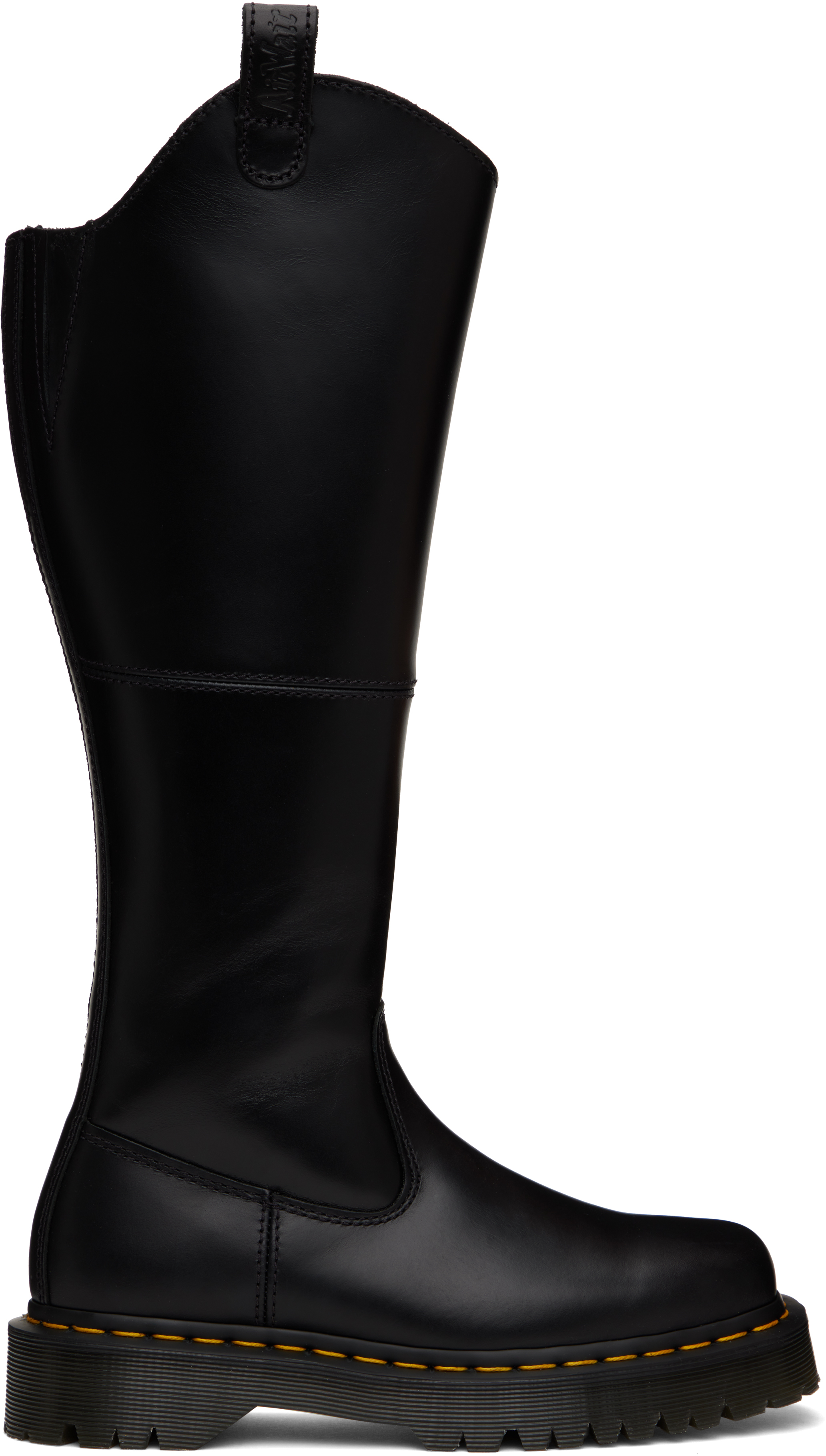 Shop Dr. Martens' Black Amaayah Knee High Leather Tall Boots In Black Orleans