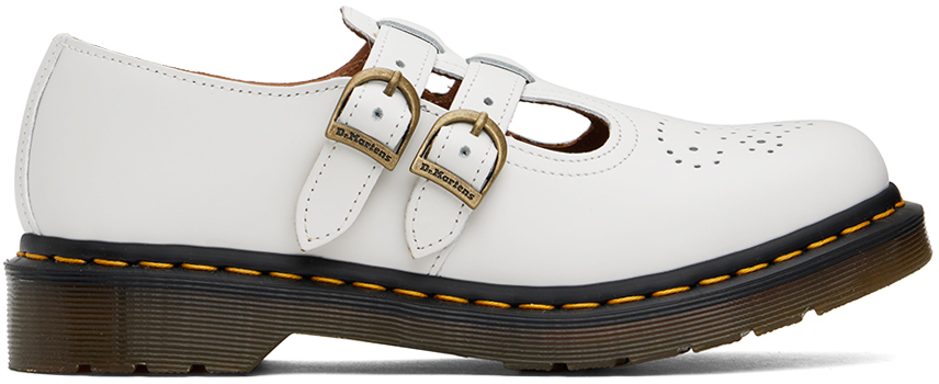 Shop Dr. Martens' White 8065 Smooth Leather Mary Jane Loafers