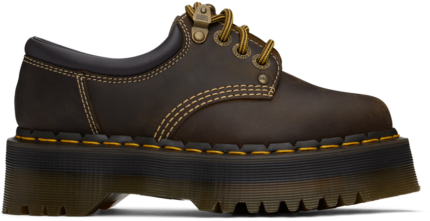 Shop Dr. Martens' Brown 8053 Quad Arc Derbys In Dark Brown/crazy Hor