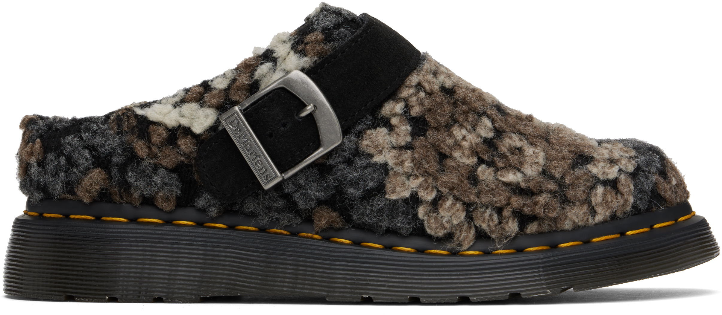 Black & Brown Isham Crochet Wool Mules