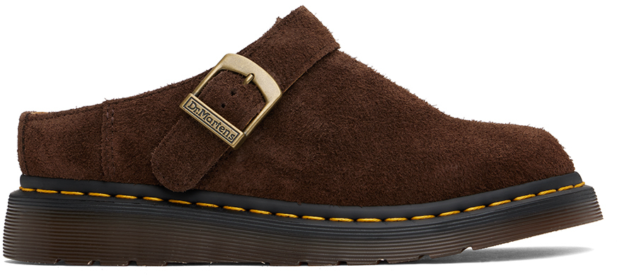 Shop Dr. Martens' Brown Isham Mules In Dark Brown Desert Oa