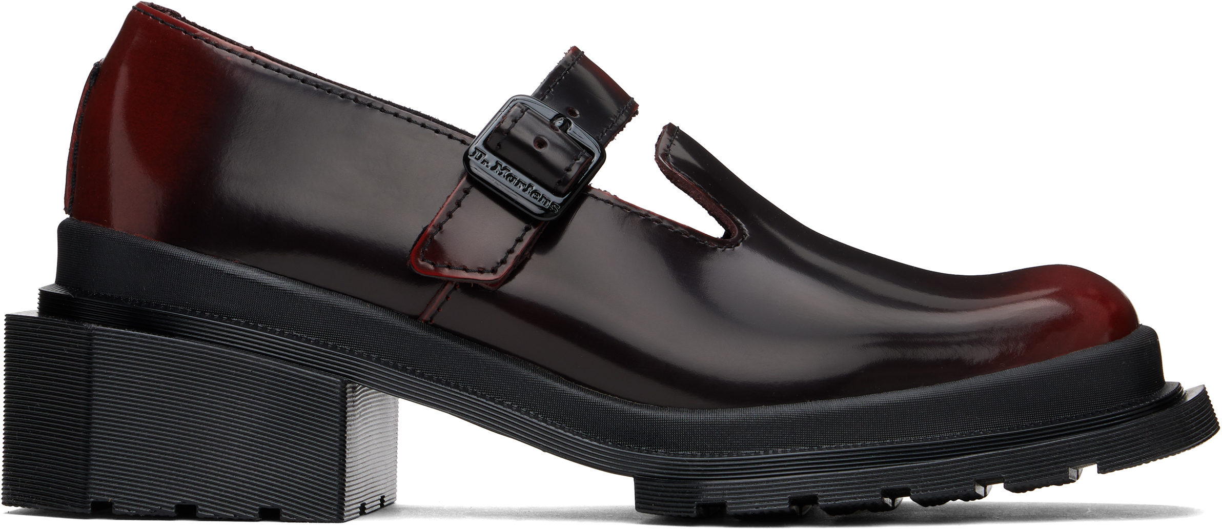 Shop Dr. Martens' Red Maybole Square Toe Mary Jane Heels In Black & Cherry Red