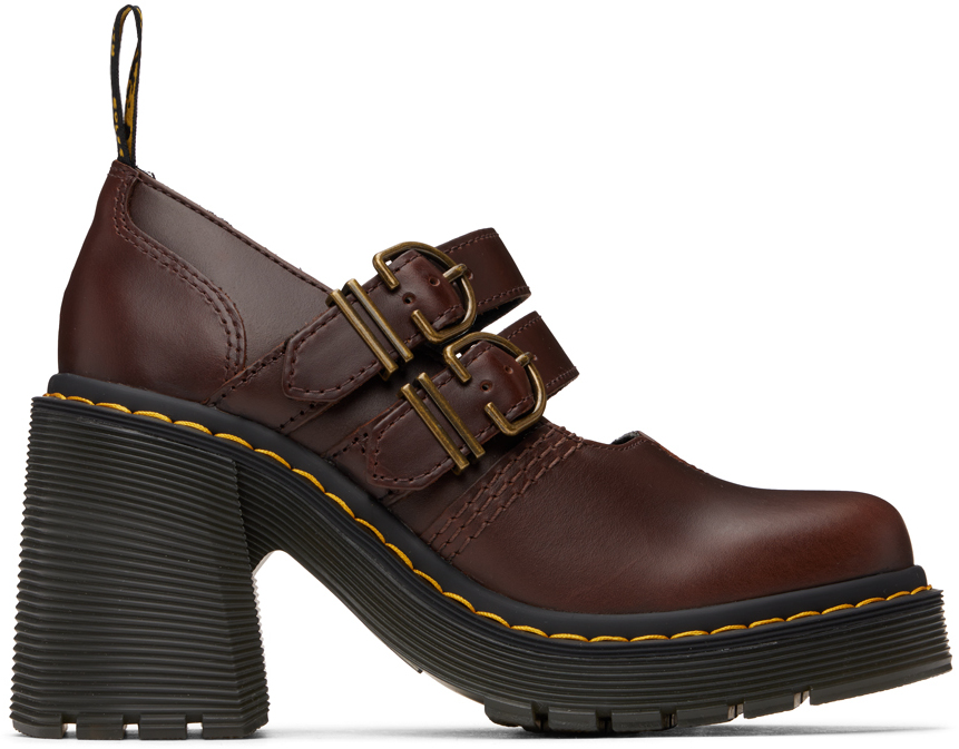 Dr. Martens: Brown Eviee Mary Jane Heels | SSENSE