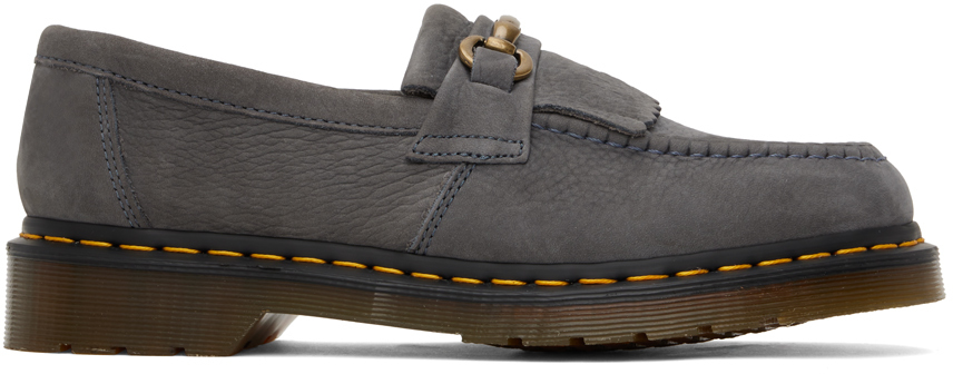 Shop Dr. Martens' Gray Adrian Snaffle Loafers In Washed Denim Tumbled