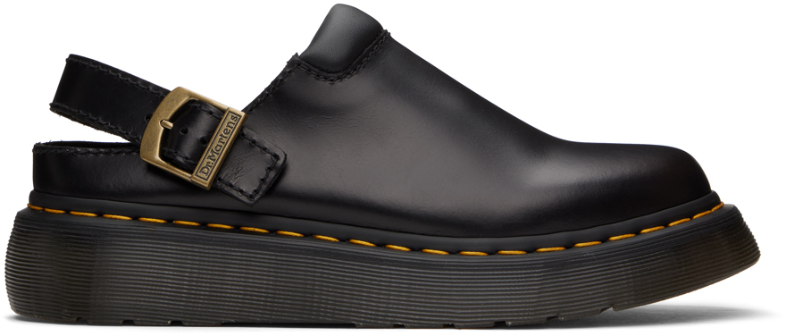 DR. MARTENS' BLACK LAKETEN SLINGBACK PLATFORM MULES 