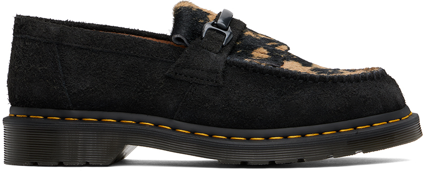 Shop Dr. Martens' Black Adrian Snaffle Loafers In Black Long Napped Su