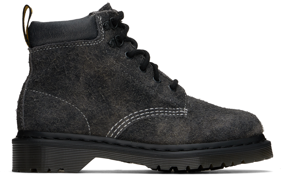 Shop Dr. Martens' Gray 939 Stonewashed Suede Boots In Black/gunmetal Stone