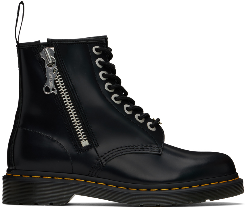 Shop Dr. Martens' Black 1460 Zip Boots In Black Polished Smoot