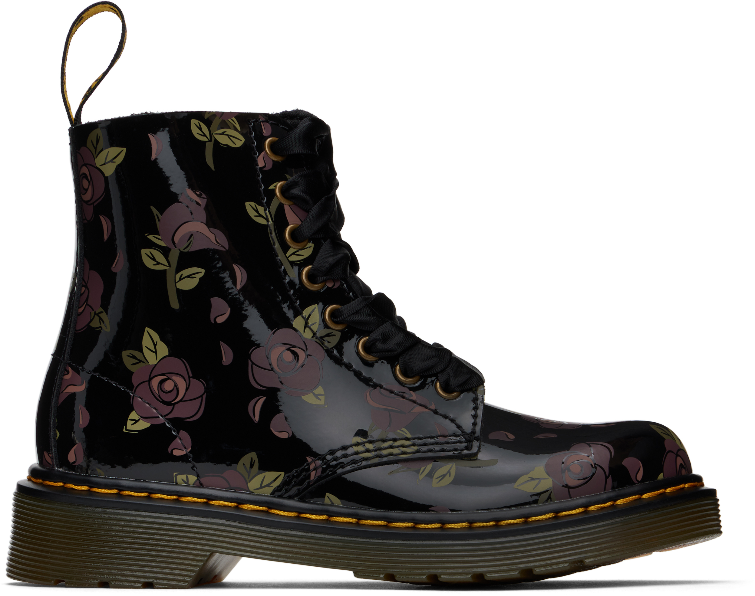 Shop Dr. Martens' Big Kids Black 1460 Pascal Boots In Decayed Rose Print P