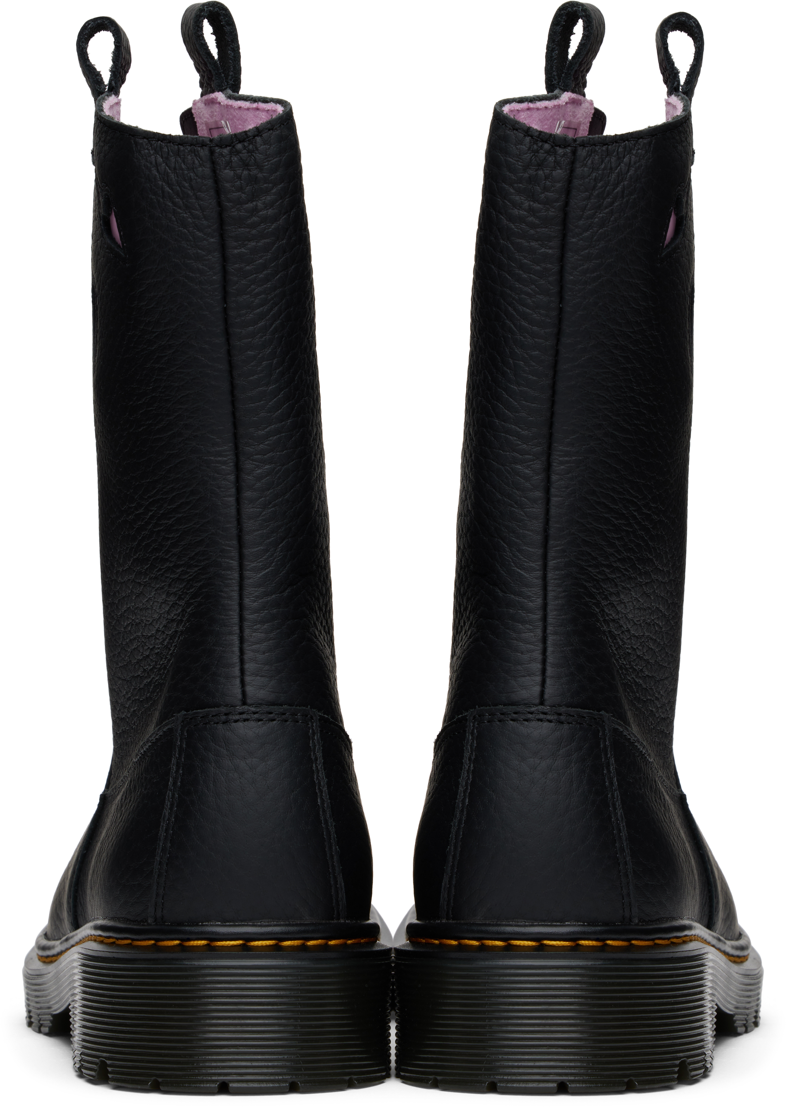Dr. Martens' Youth Heart Nappa Patent Leather Pull-on Boots In Black Classic Nappa