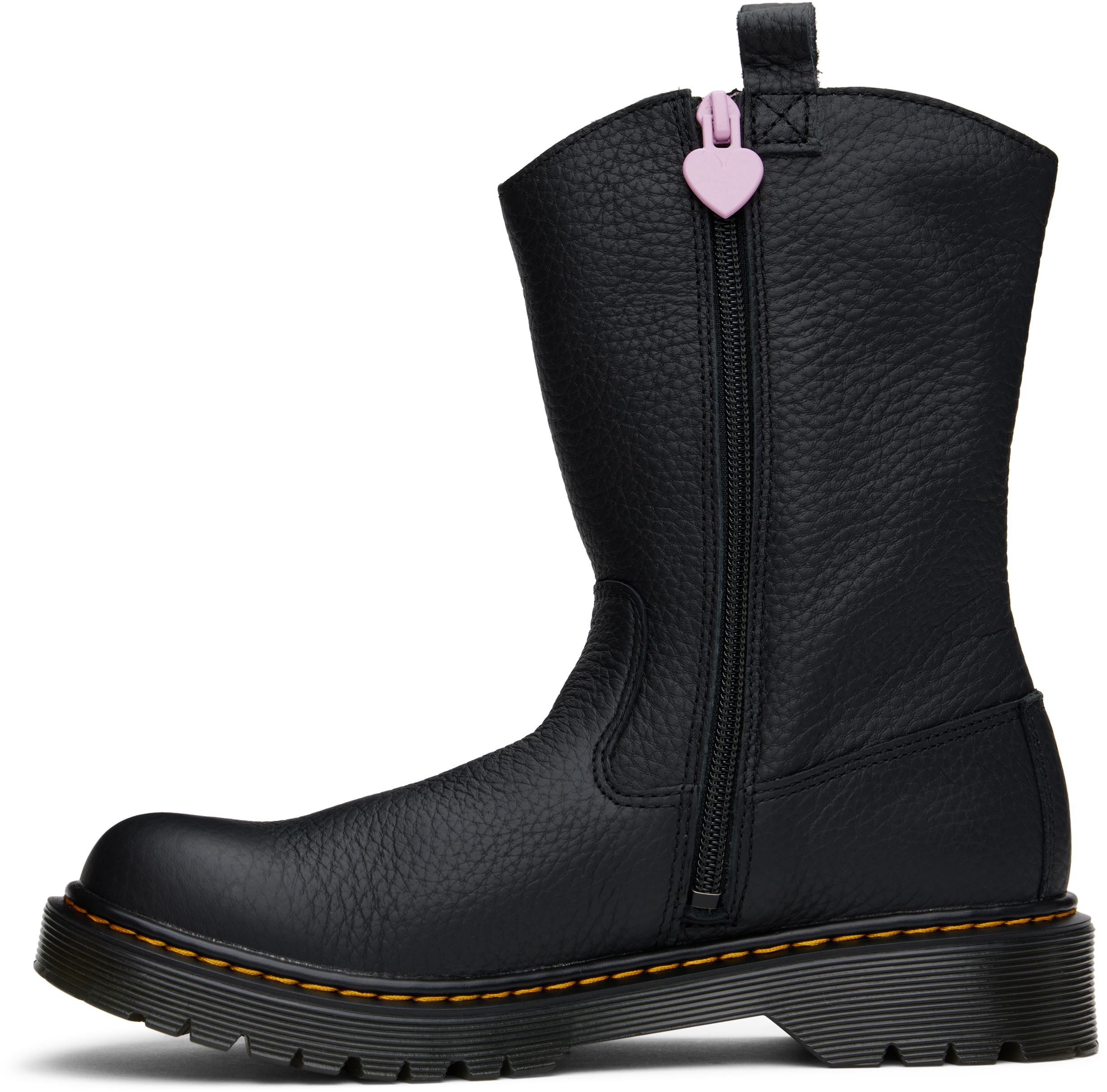 Dr. Martens' Youth Heart Nappa Patent Leather Pull-on Boots In Black Classic Nappa