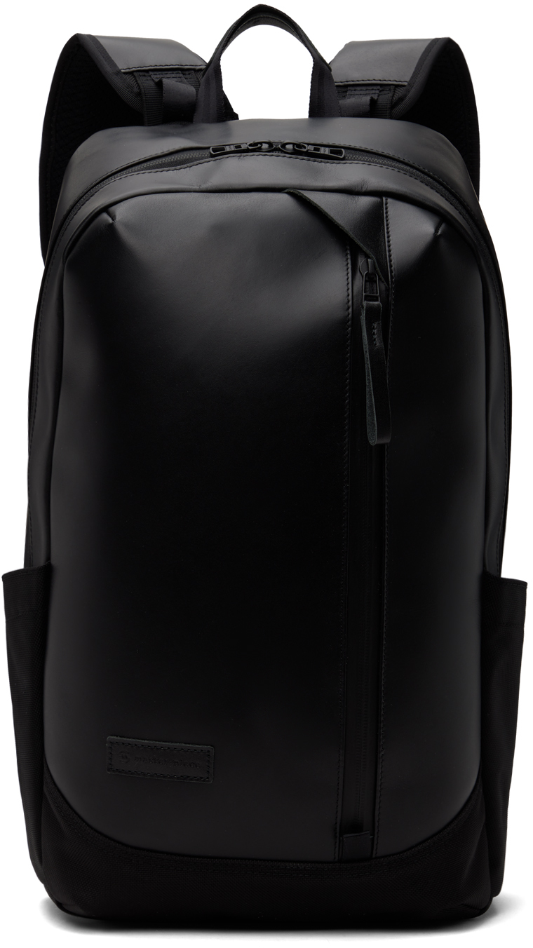 Shop Master-piece Black Slick Leather Daypack Backpack