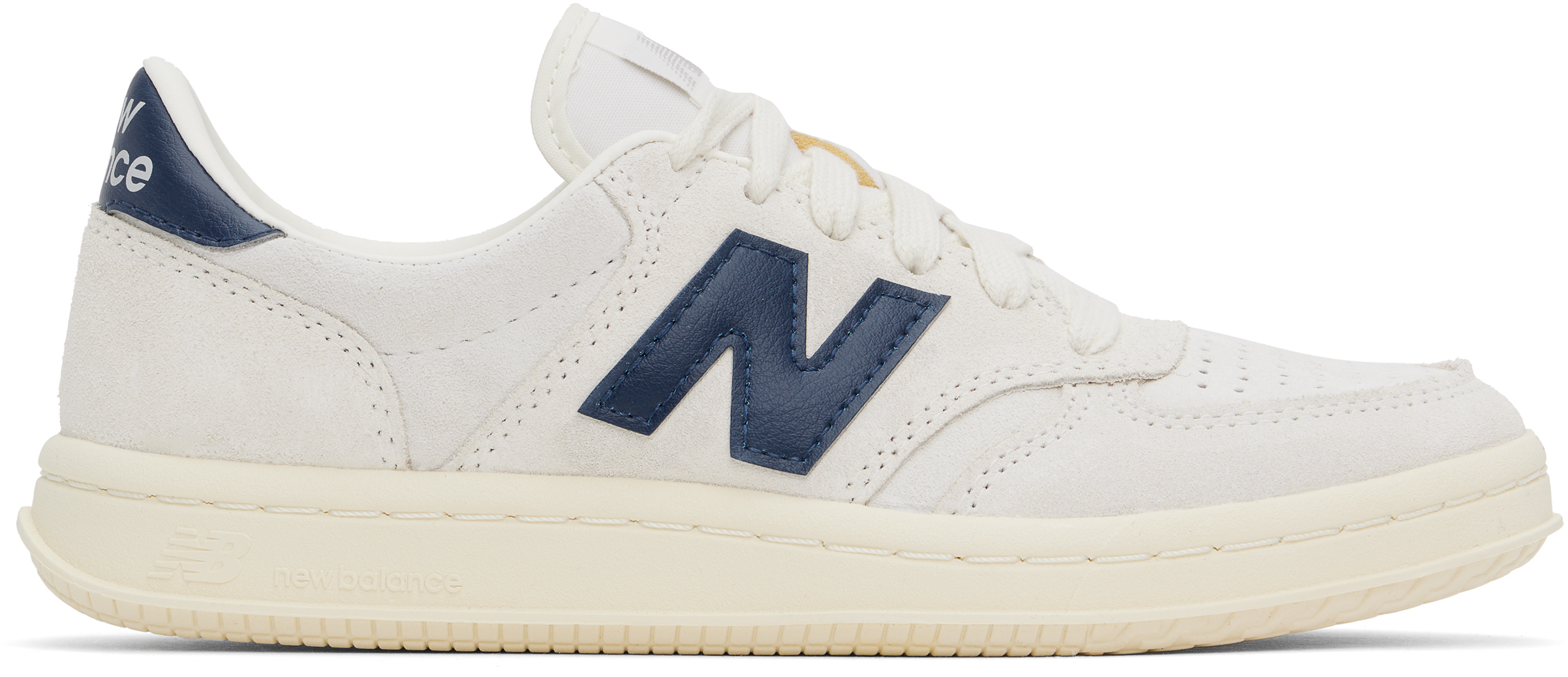 Shop New Balance Off-white & Navy T500 Sneakers In Sea Salt/nb Navy