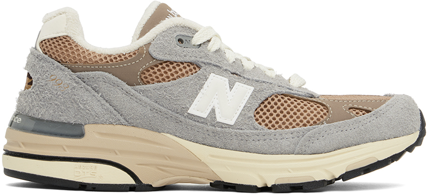 Shop New Balance Grey & Brown 'made In Usa' 993 Sneakers In Grey Brown