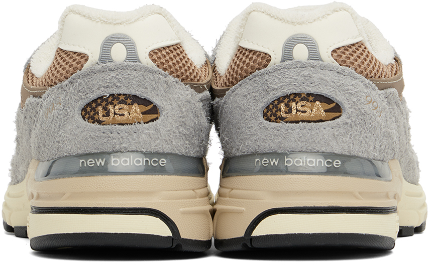 NEW BALANCE GREY & BROWN 'MADE IN USA' 993 SNEAKERS