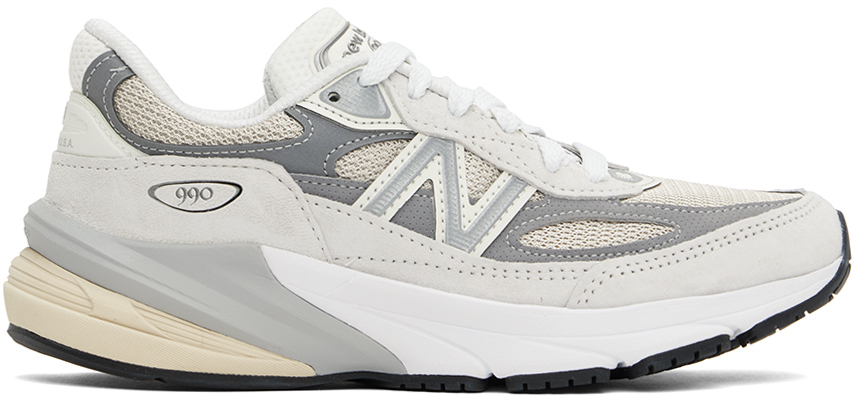 Shop New Balance Gray & White 'made In Usa' 990v6 Sneakers In White Grey