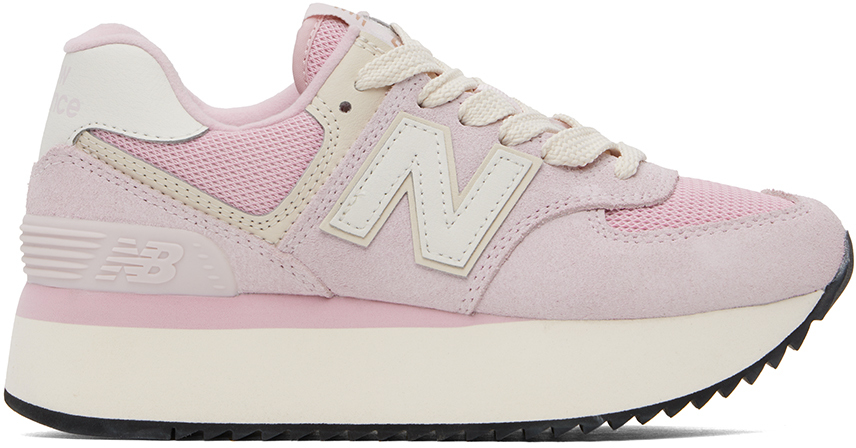 Shop New Balance Pink 574+ Sneakers In Mid Century Pink/pin