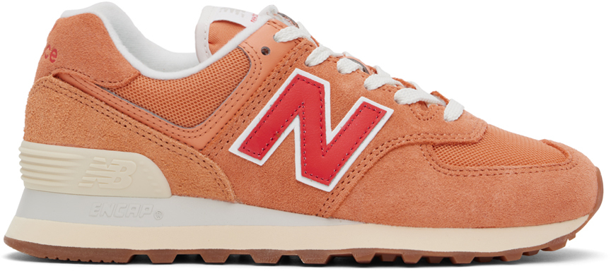 New Balance Women s 574 Orange Red White Size 6