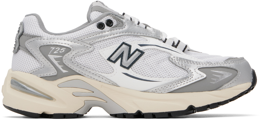 Shop New Balance Gray & Silver Ml725v1 Sneakers In White/metallic Silve