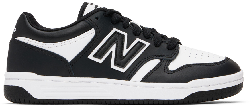 NEW BALANCE WHITE & BLACK 480 SNEAKERS 