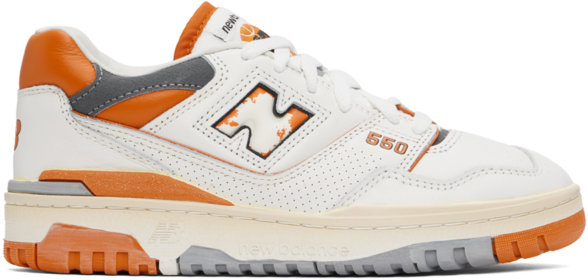 Shop New Balance Off-white & Orange 550 Sneakers In Sea Salt