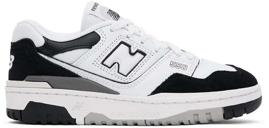 Shop New Balance Big Kids White & Black 550 Sneakers In White|black|rain Clo