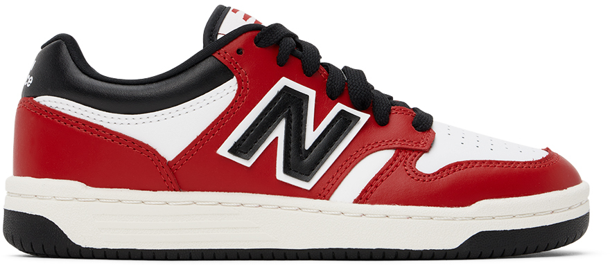 NEW BALANCE BIG KIDS RED & WHITE 480 SNEAKERS 