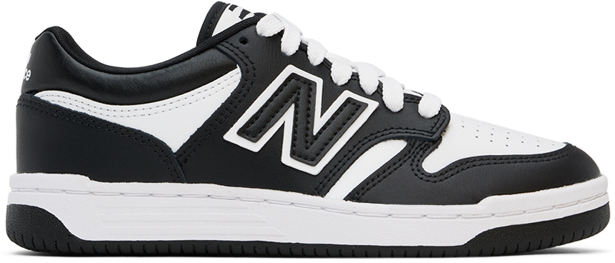 New Balance Big Kids Black & White 480 Trainers In Black|white