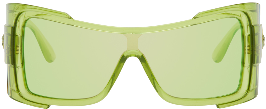 Green Oversize Wrap Acetate Sunglasses