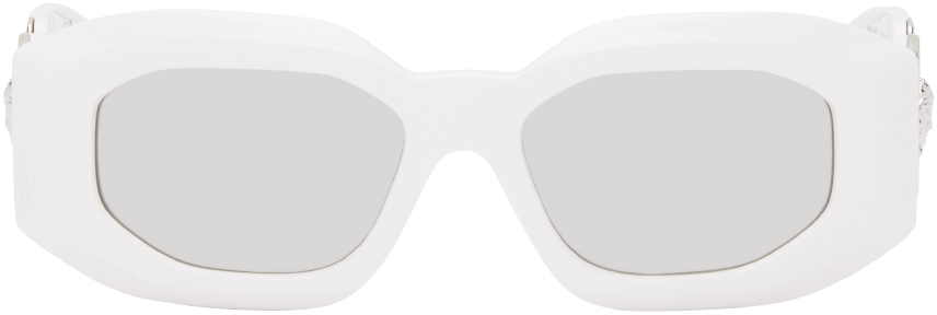 Shop Versace White Maxi Medusa Biggie Sunglasses In 314/6g