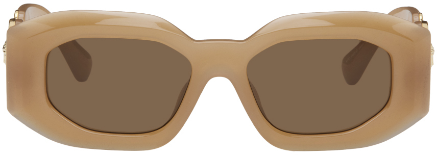 Shop Versace Tan Maxi Medusa Biggie Sunglasses In 546773