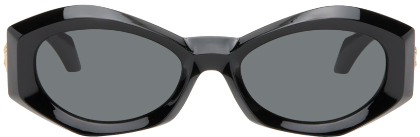 Versace: Black Medusa Plaque Irregular Sunglasses | SSENSE