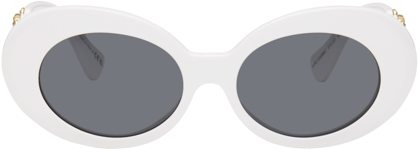 Shop Versace White Medusa Biggie Oval Sunglasses In 314/87 - White