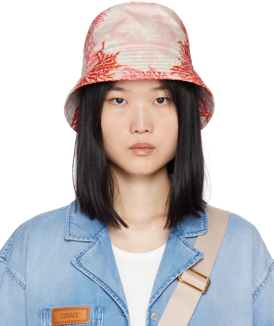 Versace: Pink & Red Barocco Sea Bucket Hat | SSENSE
