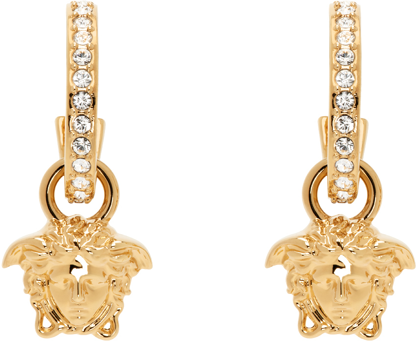 Gold Crystal 'La Medusa' Hoop Earrings