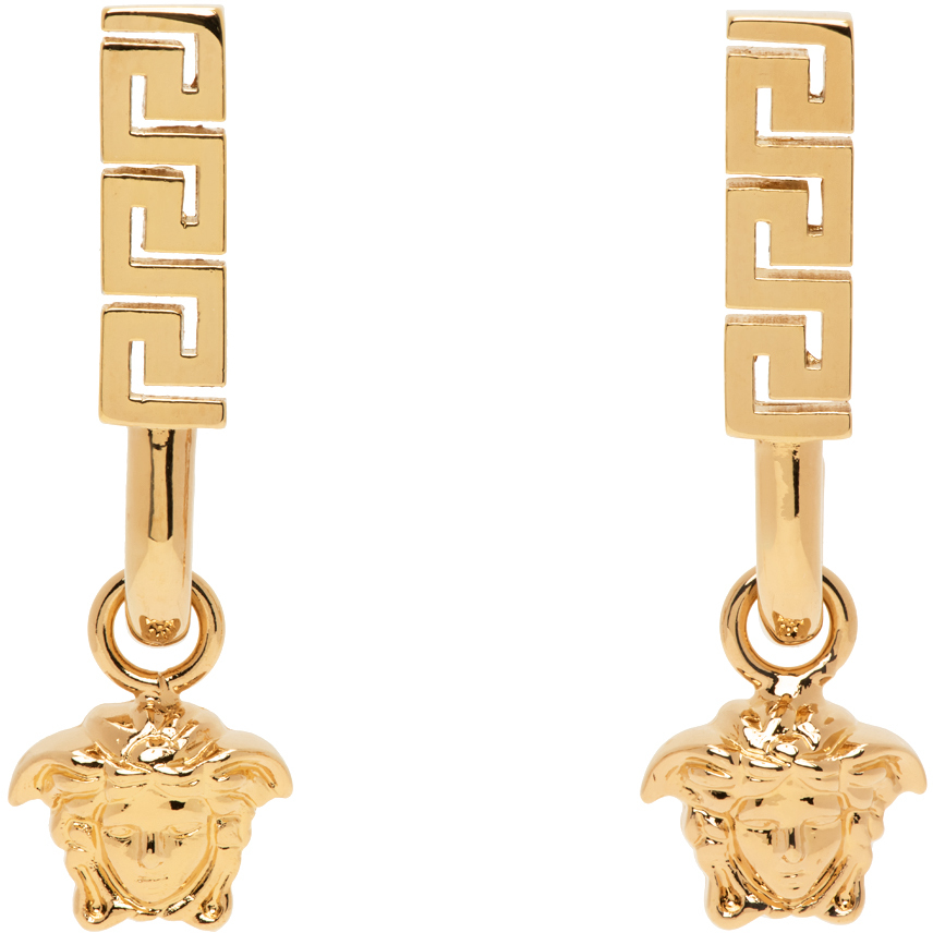 Gold Medusa Head Earrings