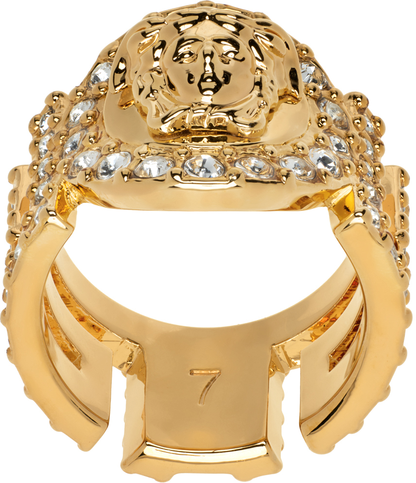 Shop Versace Gold Crystal 'la Medusa' Ring In D01o White Gold