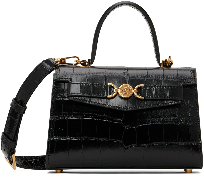 Black Croc-Effect Medusa '95 Small Bag